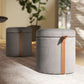 Brandy - Round Upholstered Storage Ottoman With Leather Accent - Furniture Home Direct