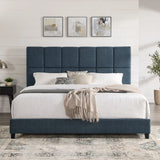 Squares Upholstered Platform Bed - Furniture Home Direct