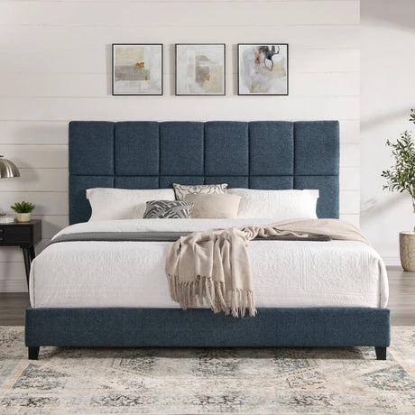 Squares Upholstered Platform Bed - Furniture Home Direct