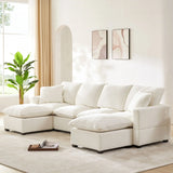 Modern U-Shape Modular Sofa, 6 Seat Chenille Sectional Couch Set With 2 Pillows Included, Freely Combinable Indoor Funiture For Living Room, Apartment, Office - Furniture Home Direct
