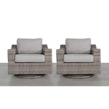 Elegant Swivel Patio Chair With Luxurious Cushions Perfect For Outdoor Relaxation (Set of 2) - Gray Mix - Furniture Home Direct