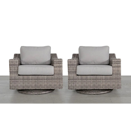Elegant Swivel Patio Chair With Luxurious Cushions Perfect For Outdoor Relaxation (Set of 2) - Gray Mix - Furniture Home Direct