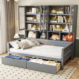 Daybed With Glass Door Storage Cabinets, Built In LED Lighting And Shelves - Furniture Home Direct