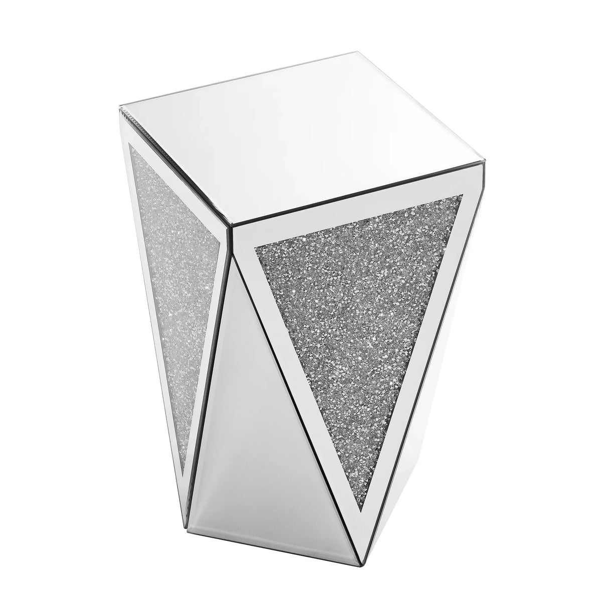 Side Table Geometric Mirrored Decorative Living Room Silver - Furniture Home Direct