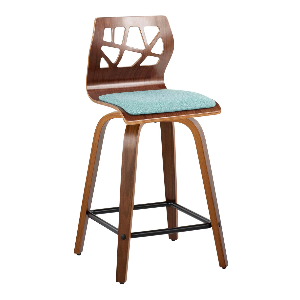 Folia - Mid Century Modern Fixed Height Counter Stool With Swivel With Square Footrest (Set of 2) - Furniture Home Direct