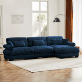 Modern Sectional Sofa With Ottoman, Round Bolster Armrests, Waist And Throw Pillows - Furniture Home Direct