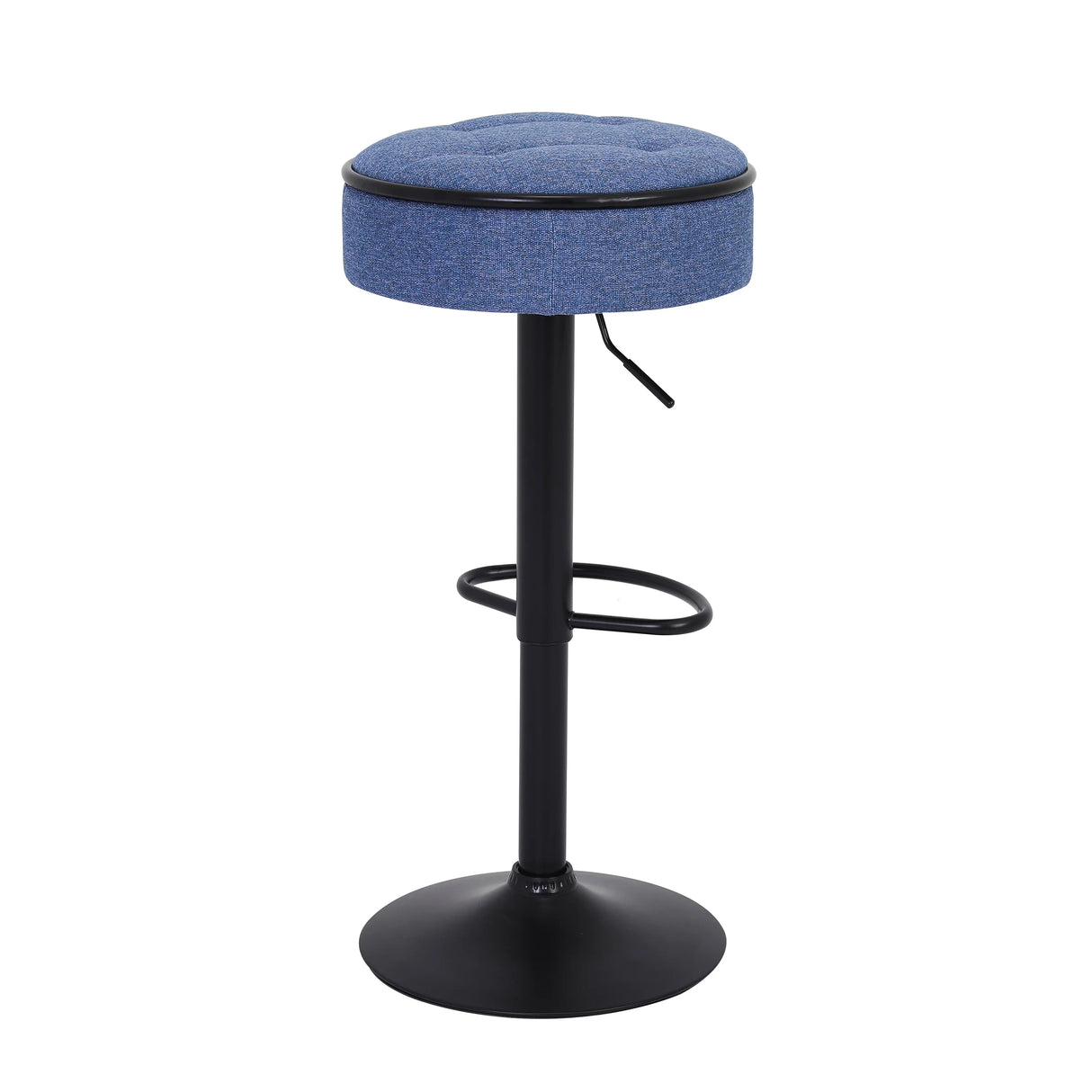 Counter Stool Set Round Upholstered Bar Stools Kitchen Blue - Furniture Home Direct