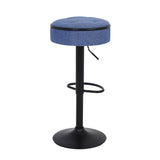 Counter Stool Set Round Upholstered Bar Stools Kitchen Blue - Furniture Home Direct