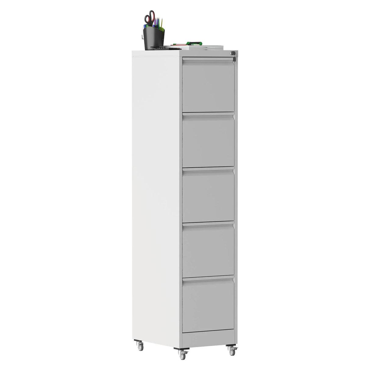 Drawer Metal Locking Vertical File Cabinet With Wheels Heavy Duty Lockable Storage - Furniture Home Direct