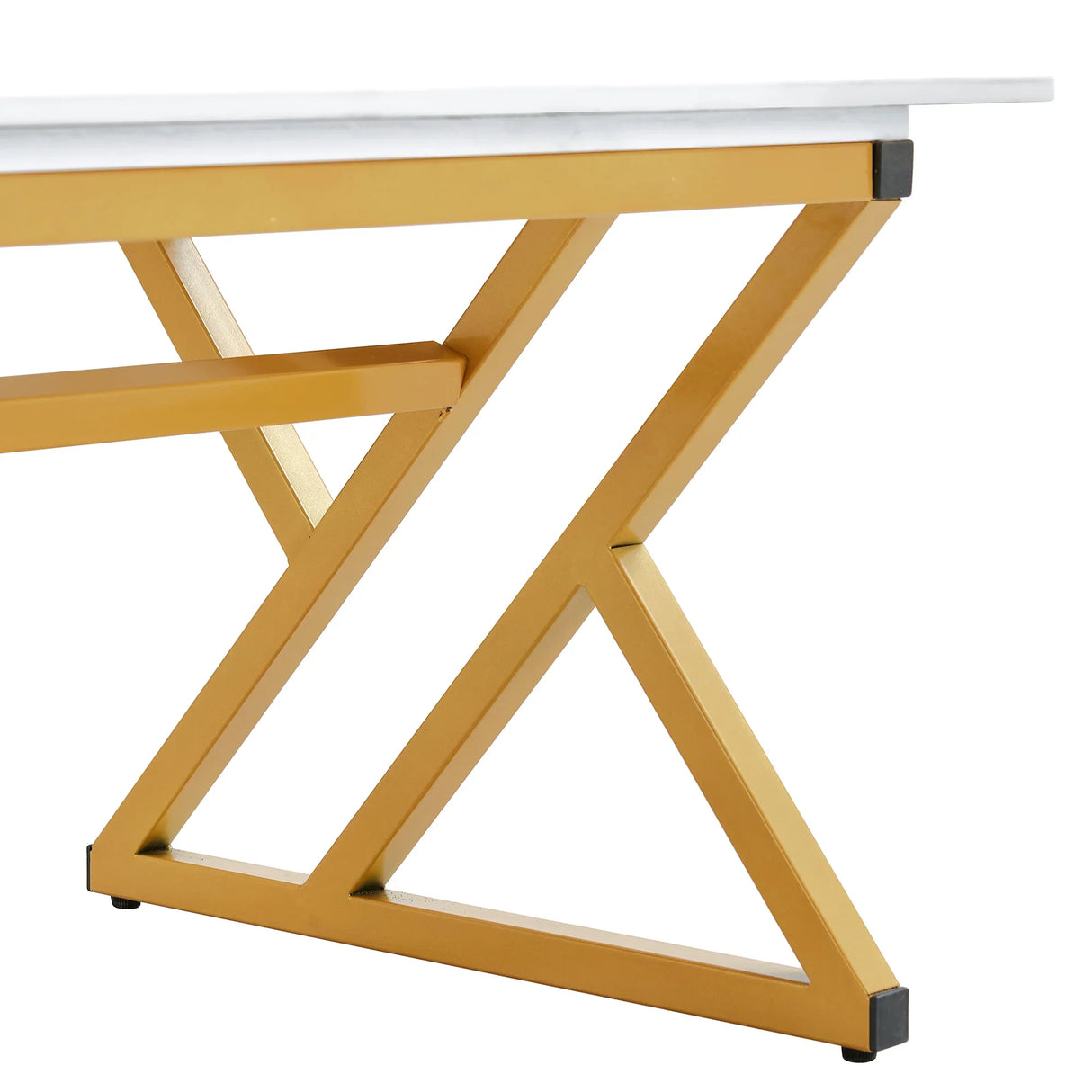 Coffee Table Marble Top Contemporary With Gold Frame White - Furniture Home Direct