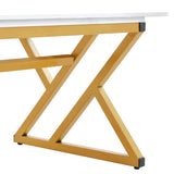 Coffee Table Marble Top Contemporary With Gold Frame White - Furniture Home Direct