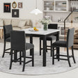 5-Piece Counter Height Dining Table Set With One Faux Marble Top Dining Table And Four Velvet Upholstered Chairs - Furniture Home Direct