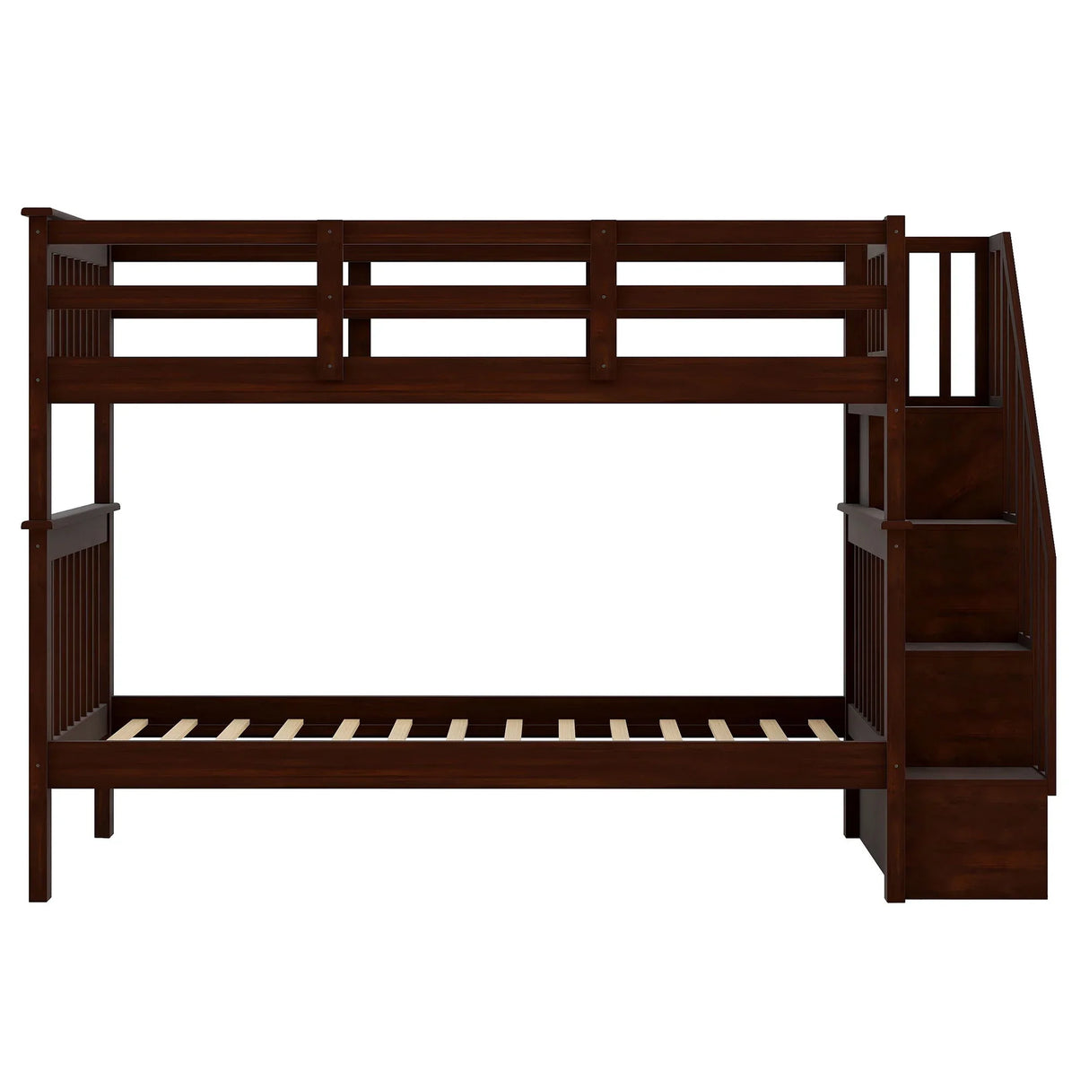 Stairway Bunk Bed With Storage And Guard Rail For Bedroom - Furniture Home Direct