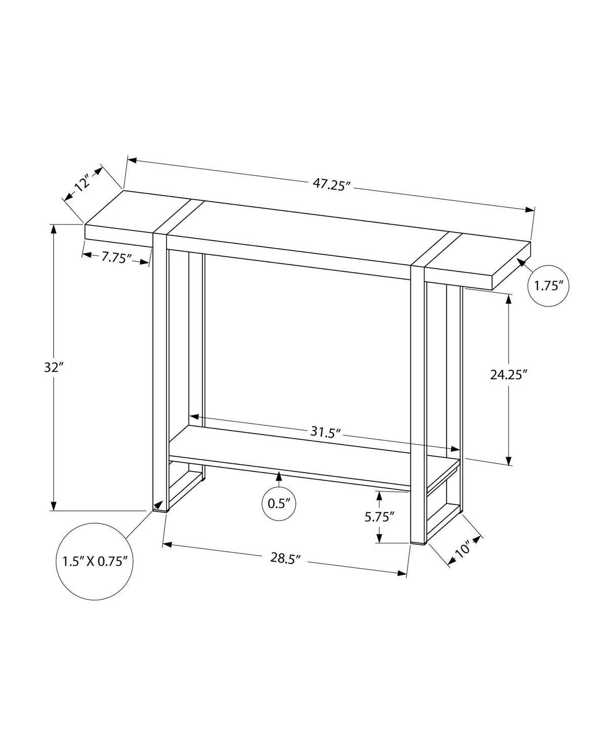 Accent Console Table For Entryway, Design Style - Furniture Home Direct