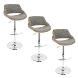 Fabrizzi - Mid Century Modern Adjustable Barstool With Swivel With Rounded T Footrest (Set of 3) - Furniture Home Direct