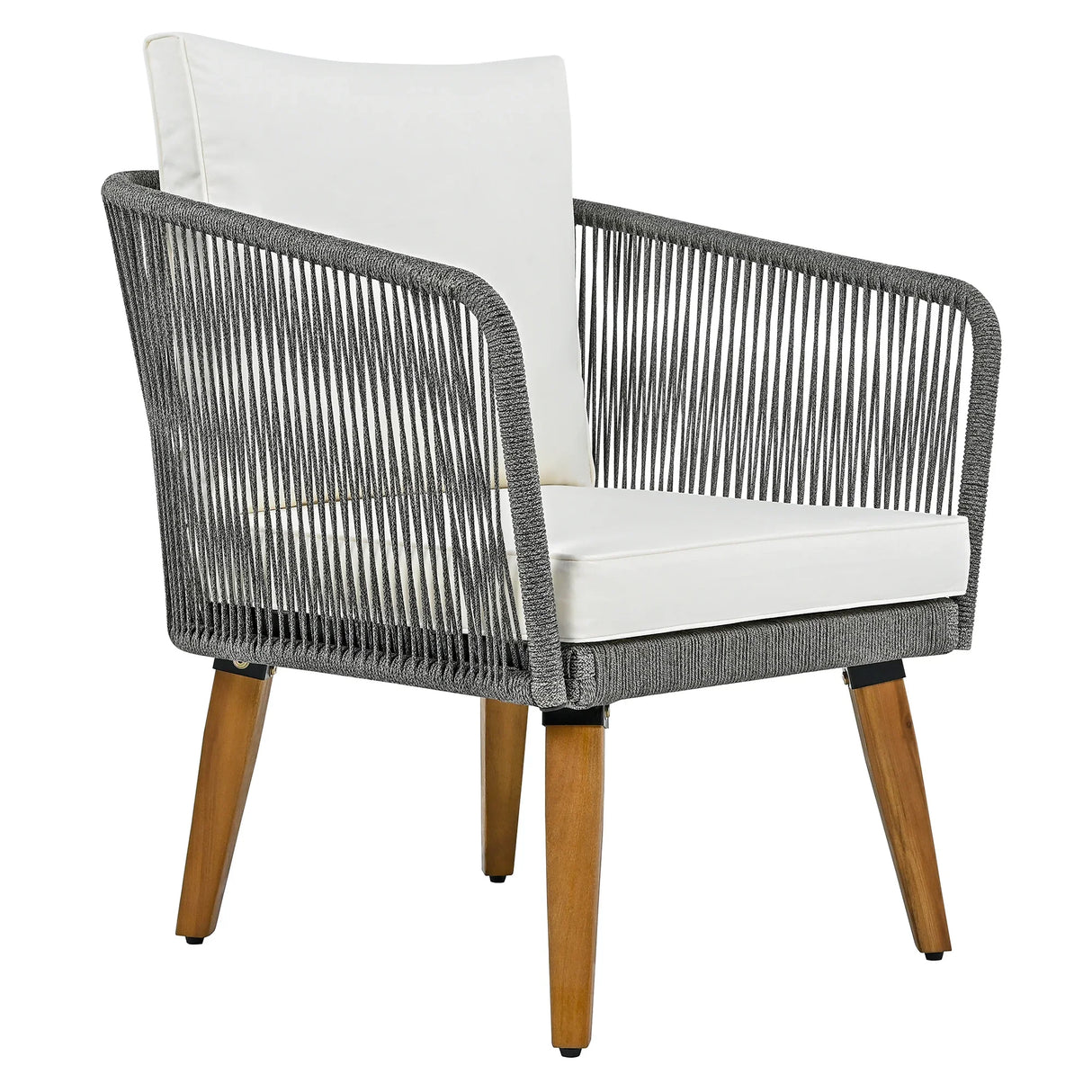 4-Piece Patio Conversation Set with Loveseat, 2 Chairs, Coffee Table + Cushions - Gray - Furniture Home Direct