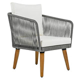 4-Piece Patio Conversation Set with Loveseat, 2 Chairs, Coffee Table + Cushions - Gray - Furniture Home Direct