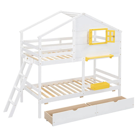 Bunk Bed With Playhouse Roof And Window - Furniture Home Direct