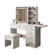 Fashion Vanity Desk With Mirror And Lights For Makeup, 5 Drawers, Adjustable Lighting - White - Furniture Home Direct