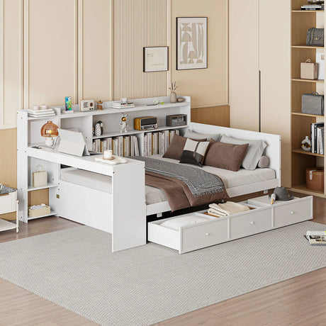 Daybed With 3 Drawers USB Ports And Desk - Furniture Home Direct