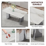 Dining Set 7 Piece Marble Top Table And Chairs White - Furniture Home Direct