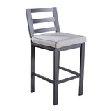 Outdoor Armless Aluminum Barstools With Cushion (Set of 2) - Pewter - Furniture Home Direct