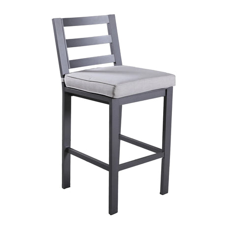 Outdoor Armless Aluminum Barstools With Cushion (Set of 2) - Pewter - Furniture Home Direct