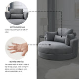 Linen Barrel Swivel Chair With Storage Ottoman - Furniture Home Direct