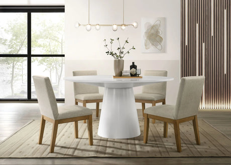 Jasper - Wide Contemporary Round Dining Table Set - Furniture Home Direct