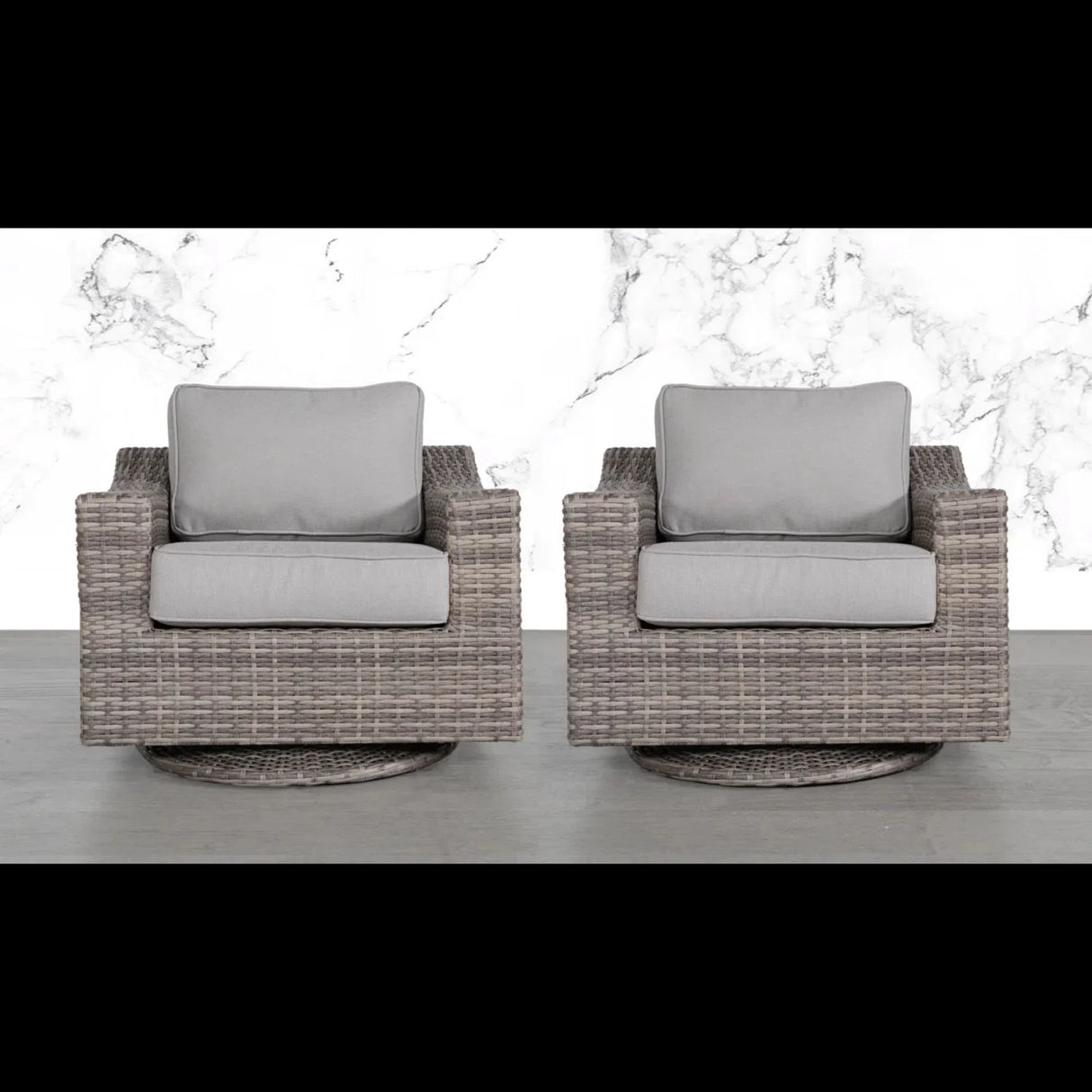 Elegant Swivel Patio Chair With Luxurious Cushions Perfect For Outdoor Relaxation (Set of 2) - Gray Mix - Furniture Home Direct