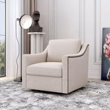 360 Degree Swivel Armchair, Skin Friendly Fabric, Ergonomic Design, Brass Nail Decorative Armchair - Furniture Home Direct