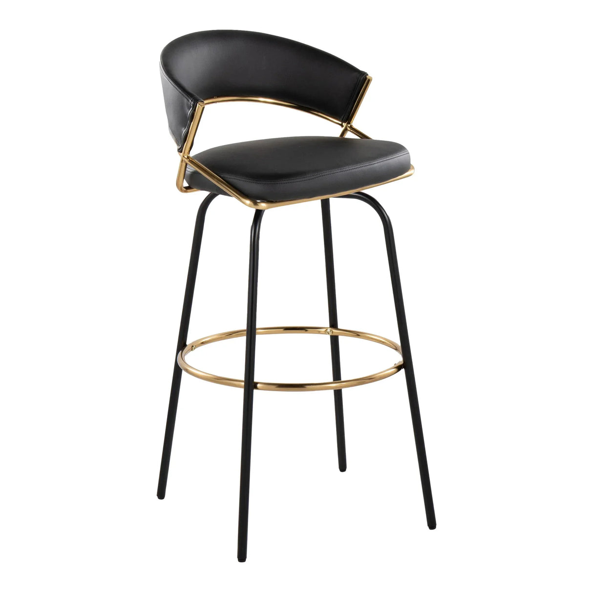 Jie - Fixed Height Contemporary Barstool With Swivel Round Footrest (Set of 2) - Furniture Home Direct