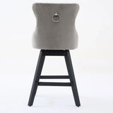 Counter Height Bar Stools Velvet Upholstery Tufted Gray - Furniture Home Direct