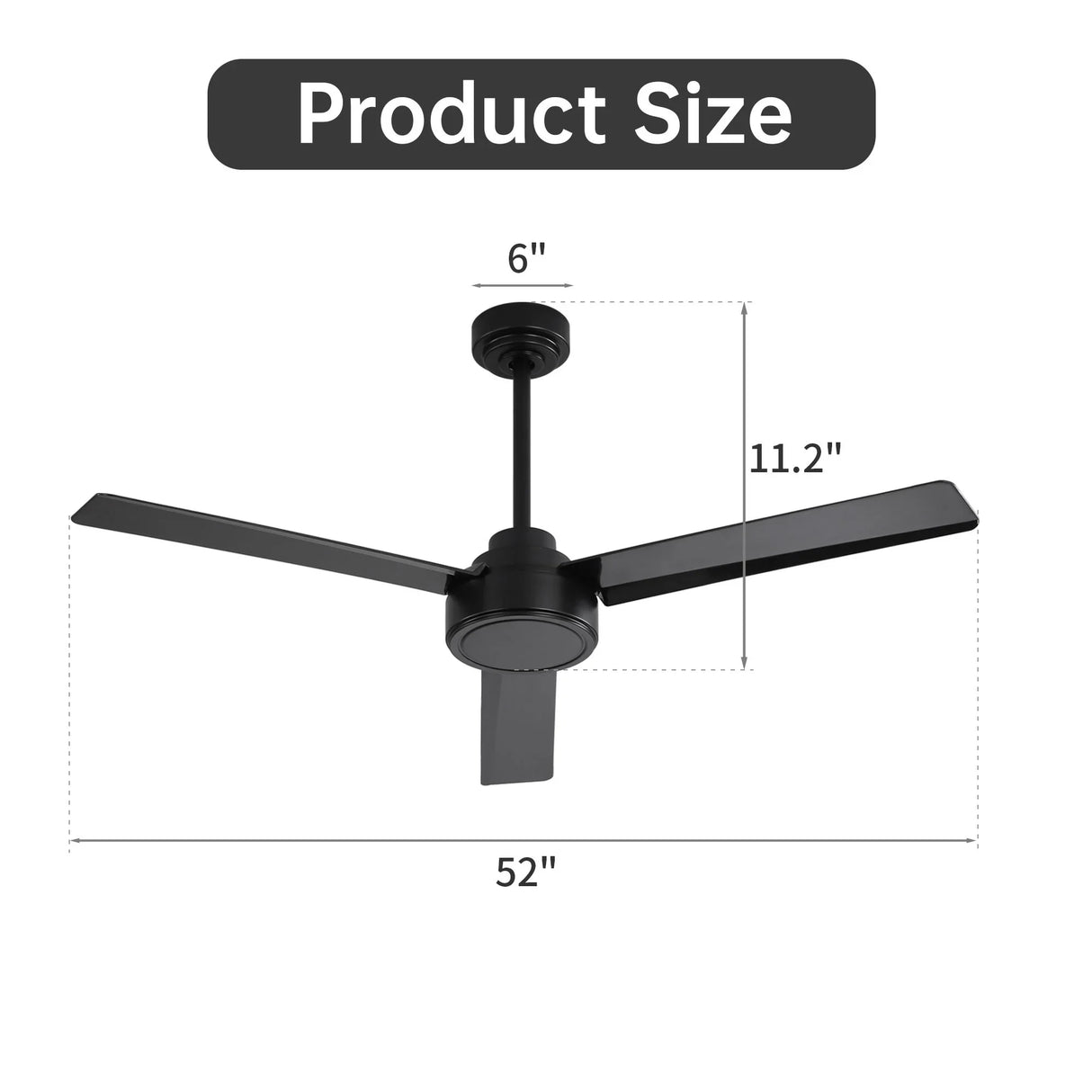 Ceiling Fan Without Light, 3 Blades Farmhouse Ceiling Fan With Remote Control 6-Speed Reversible Dc Motor For Living Room, Bedroom, Kitche - Furniture Home Direct
