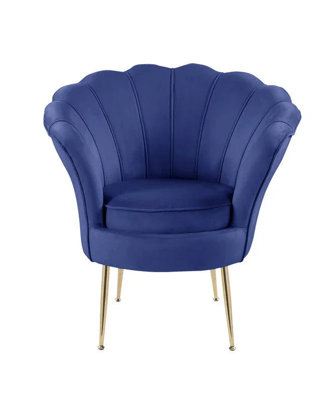 Angelina - Velvet Scalloped Back Barrel Accent Chair With Metal Legs - Furniture Home Direct