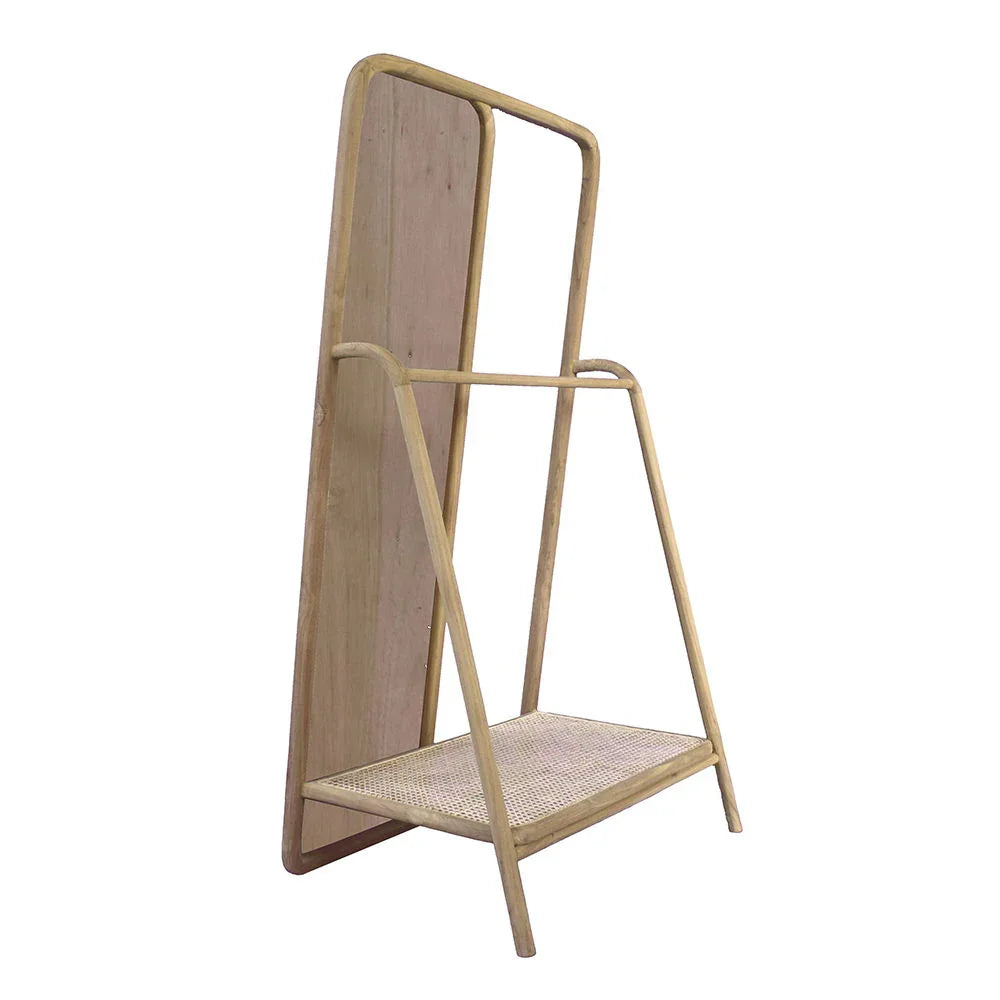 Clothes Hanger With Mirror, Large - Brown - Furniture Home Direct