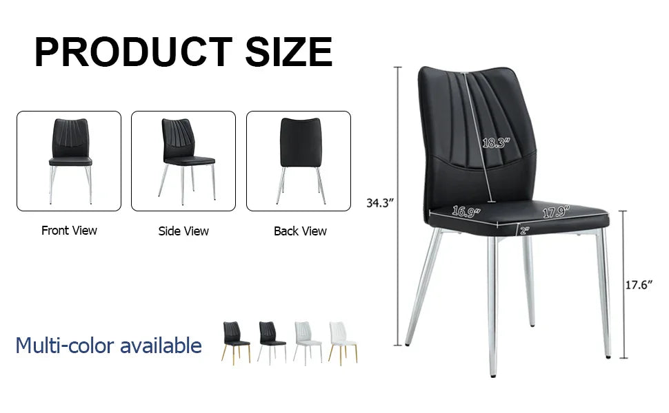 Dining Chairs with PU Upholstery and Metal Legs Black - Furniture Home Direct