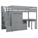 Loft Bed With Stairs, Bookshelf, Drawers, Desk & Wardrobe, Space Saving Multifunctional Furniture - Furniture Home Direct
