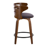Cosini - Mid-Century Modern Fixed Height Counter Stool With Swivel With Round Footrest (Set of 2) - Walnut / Brown - Furniture Home Direct