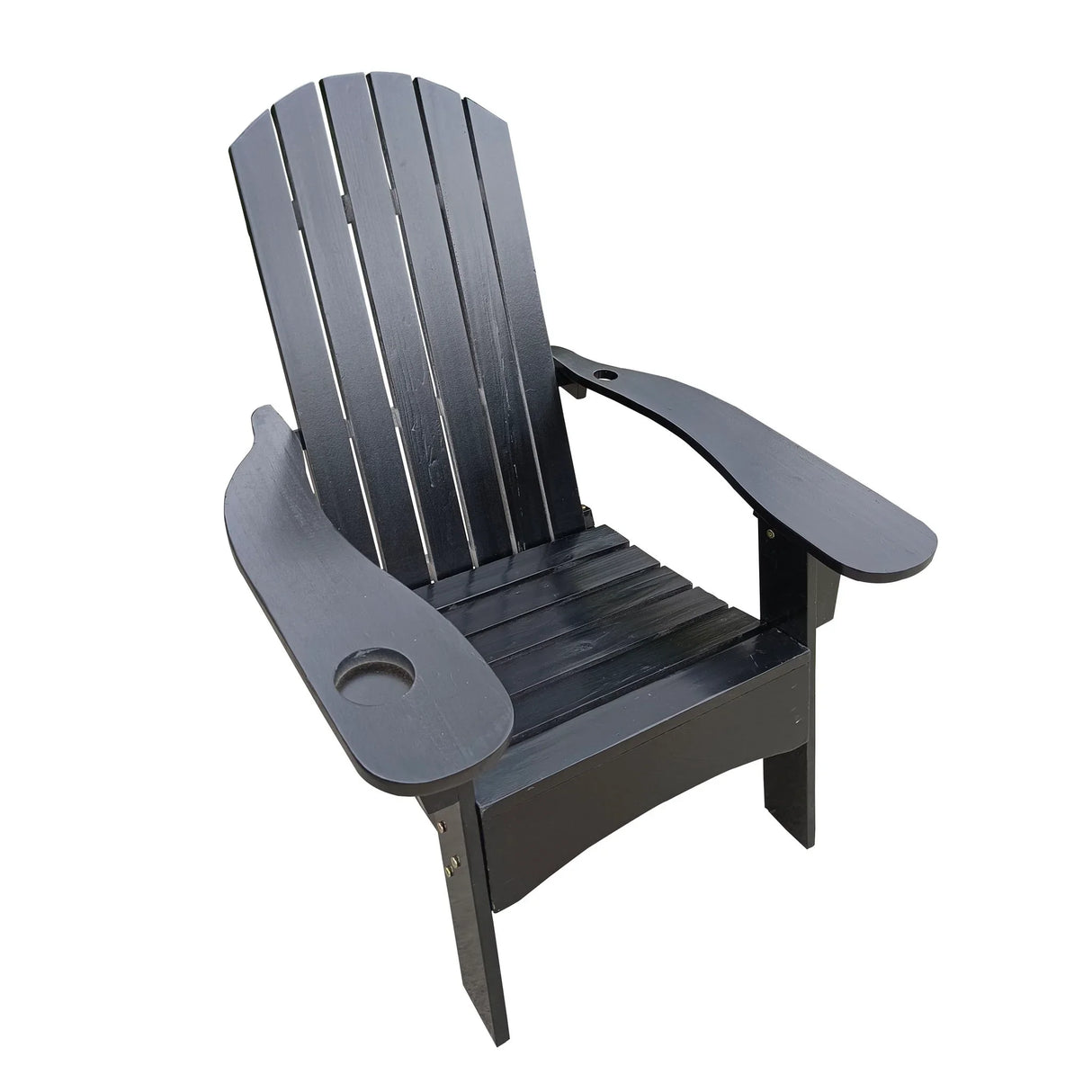 Outdoor Or Indoor Wood Adirondack Chair With An Hole To Hold Umbrella, On The Arm - Furniture Home Direct