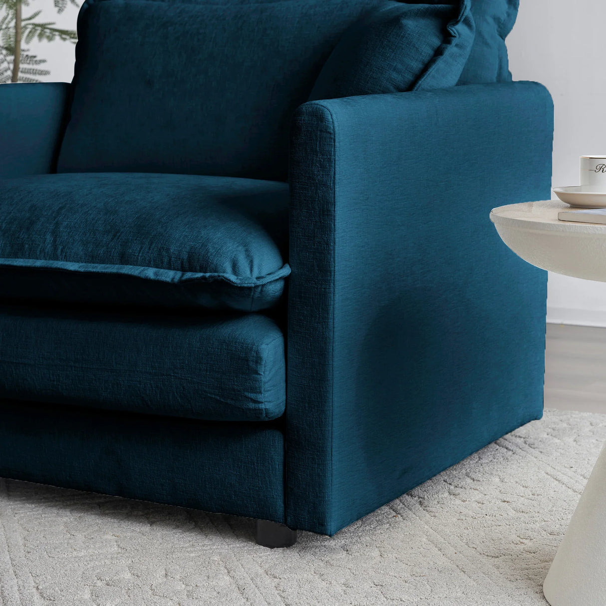 Chenille 2 Piece Living Room Set - Blue - Furniture Home Direct