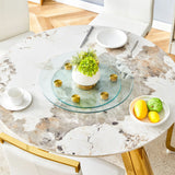 Double Layer Rotatable Round Glass Plate - Gold / Transparent - Furniture Home Direct