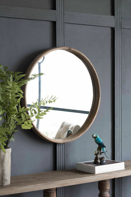 Round Wood Mirror, Wall Mounted Mirror Home Decor For Bathroom Living Room - Furniture Home Direct