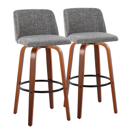 Toriano - Mid Century Modern Fixed Height Barstool Swivel And Round Footrest (Set of 2) - Furniture Home Direct