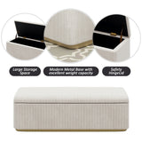 King Bed Corduroy Upholstered Storage Ottoman Light Grey - Furniture Home Direct