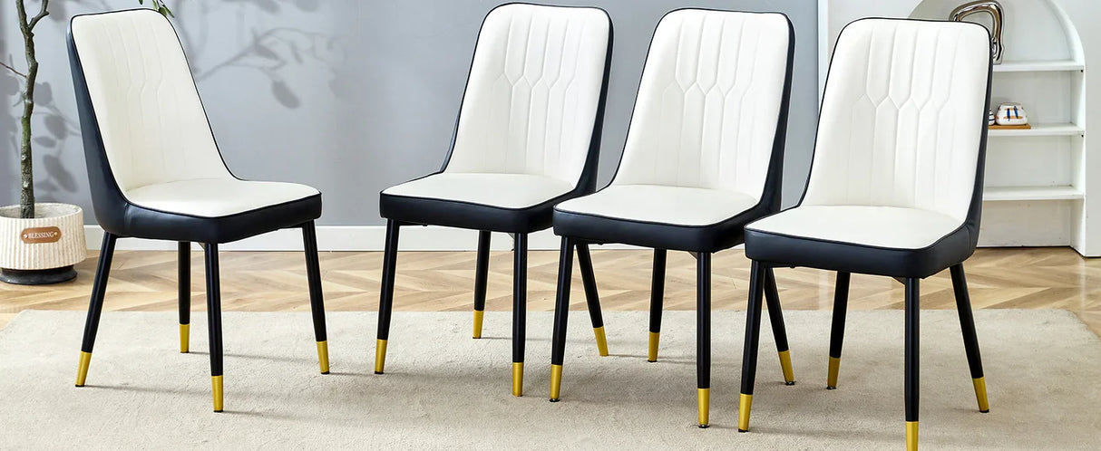 Dining Chairs Modern Two Tone Set of 4 White and Black - Furniture Home Direct