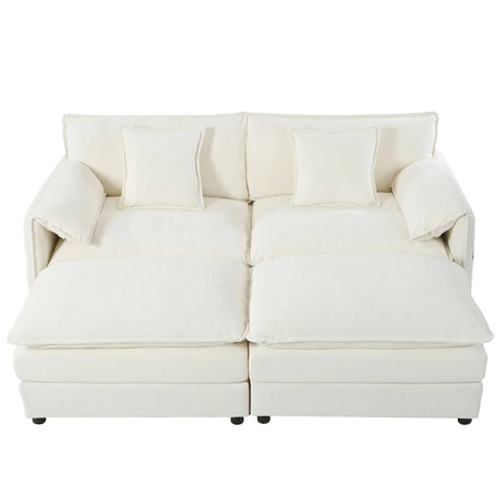 Modern Comfy Deep Seat Modular Sectional Sofa Cloud Couch With Ottoman - Furniture Home Direct