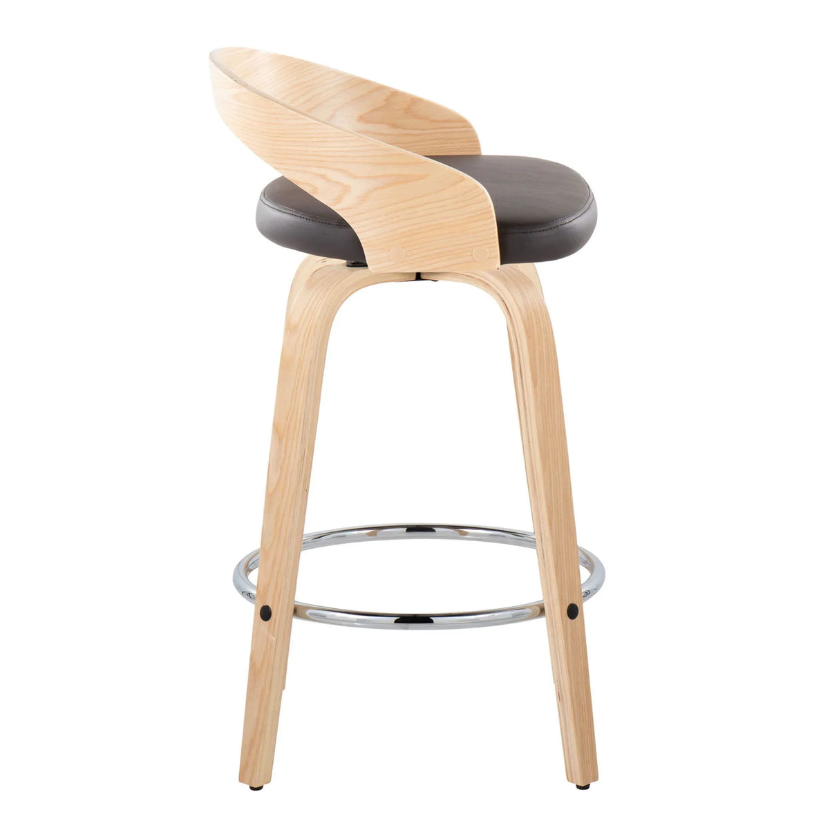 Grotto - Contemporary Fixed Height Counter Stool With Swivel With Round Footrest (Set of 2) - Furniture Home Direct