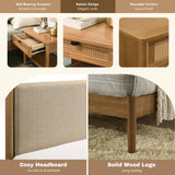Bedroom Set 5 Piece Contemporary Solid Rubberwood Walnut - Furniture Home Direct