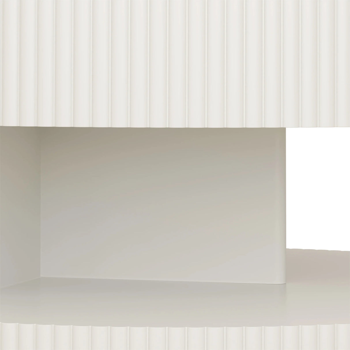Coffee Table Round Modern Fluted Storage Shelf White - Furniture Home Direct